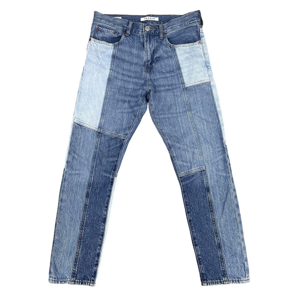 PacSun Jeans Mens 29x30 Blue Slim Taper Patchwork Multi Tone Denim Pants